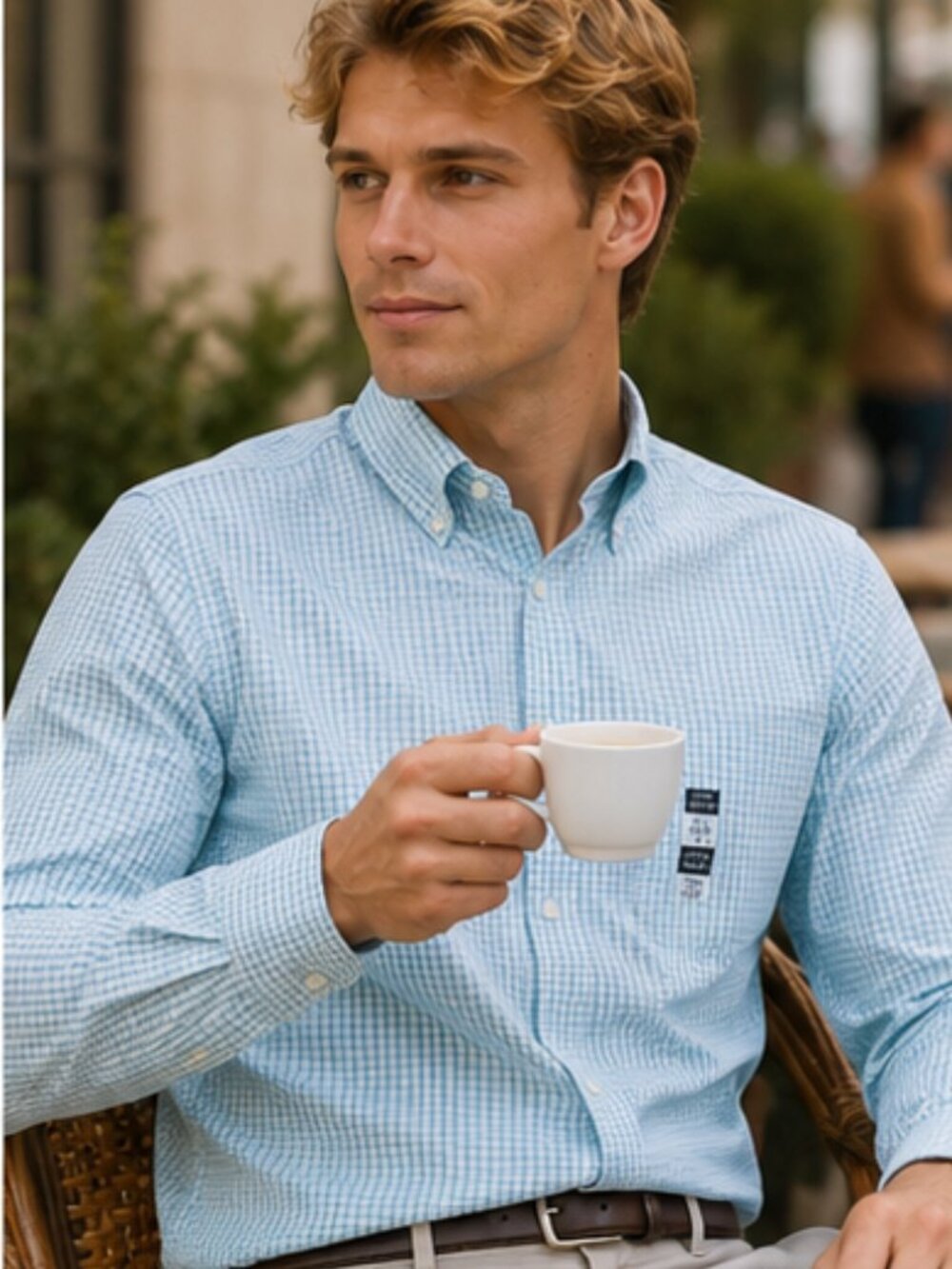 Lauren Ralph Lauren Light Blue & White Check Button-Down Shirt